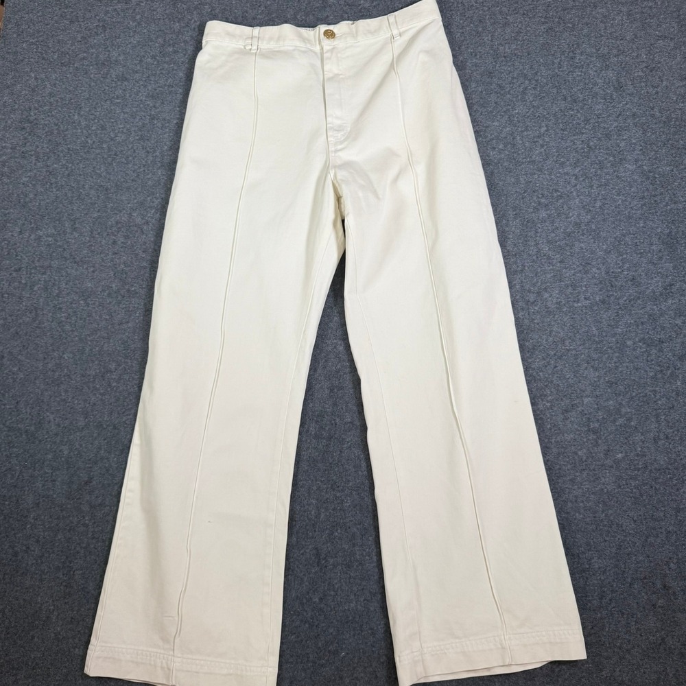 Big Bud Press Western Pants Off White Cream Wide Leg High Rise Cotton Large